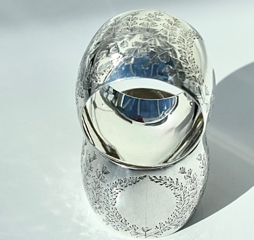Beautiful Pair Sterling Silver Napkin Rings By Mappin & Webb, Cased :1902 : 60gm - Picture 22 of 23