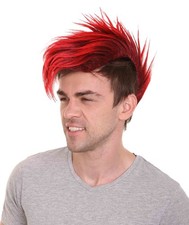 Mohawk Wig, Red Black Cosplay Halloween Wig ACCESSORIES