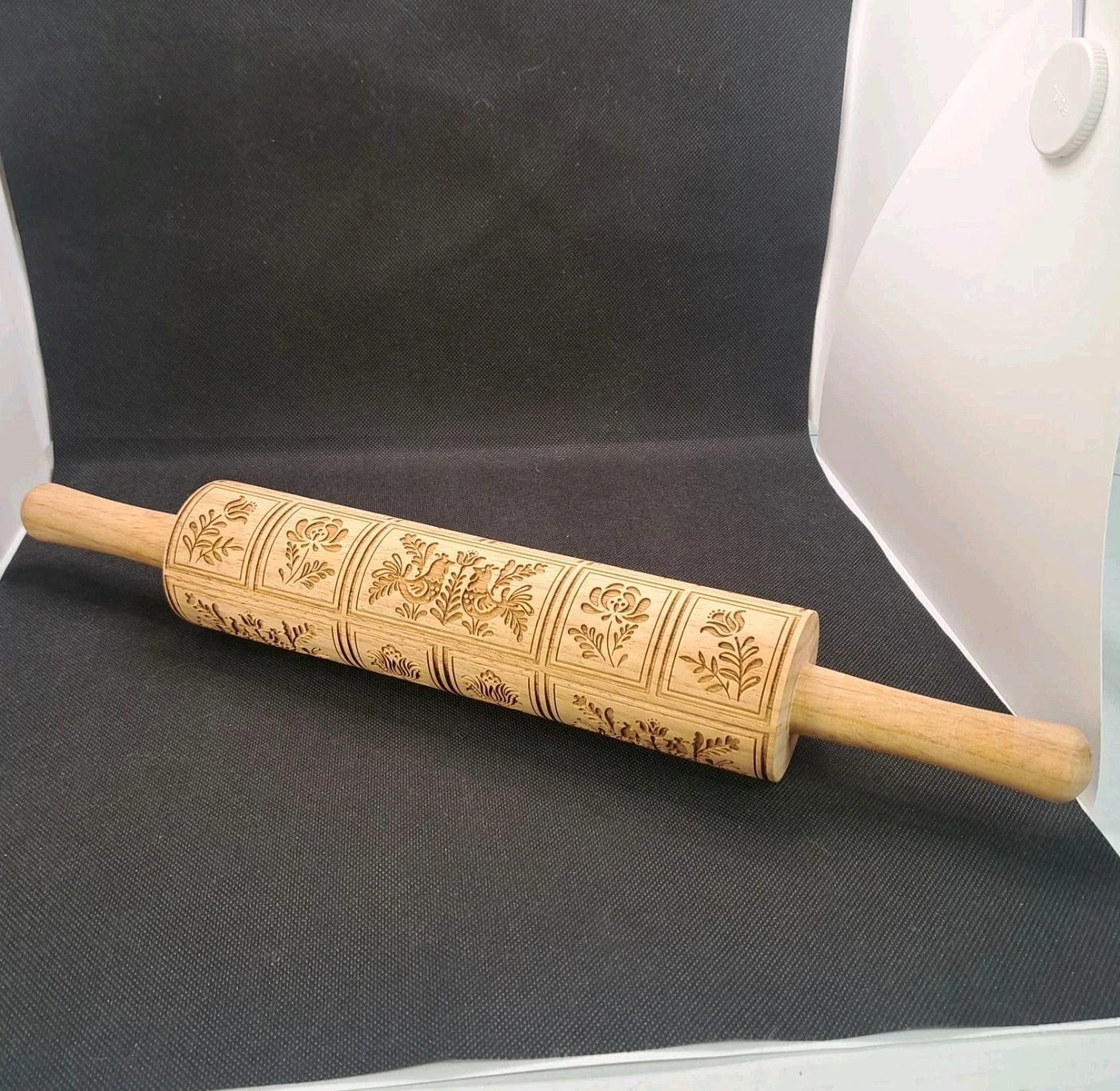 Handcrafted Wooden Embossed Rolling Pin Springerle Cookie Dough Roller Rooster