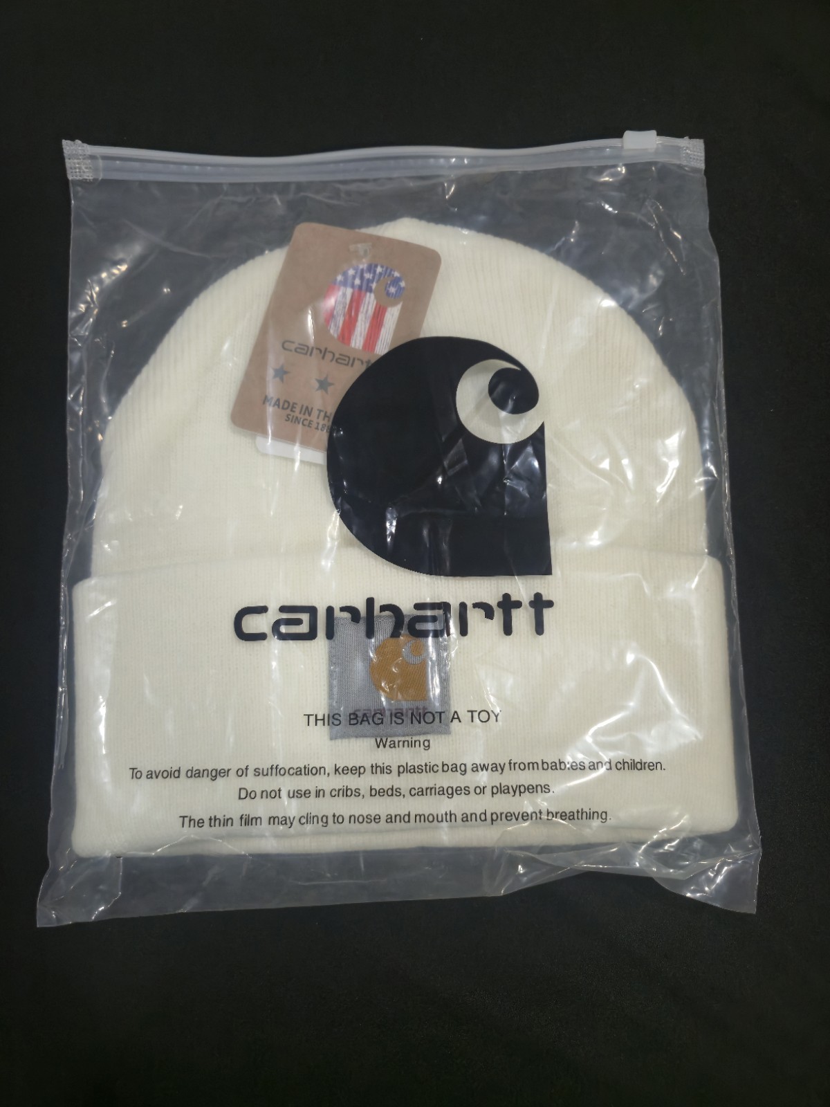 Carhartt White Solid Winter Beanie Hat Men's One Size Men's Accessories thumbnail 2