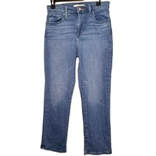 Levi's Womens 724 High Rise Crop Straight Leg Stretch Jeans Blue Size 28 28x24 