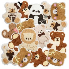 16pcs Plush Bear Iron/Sew on Patches, Cute Animal Embroidered Applique, DIY D...