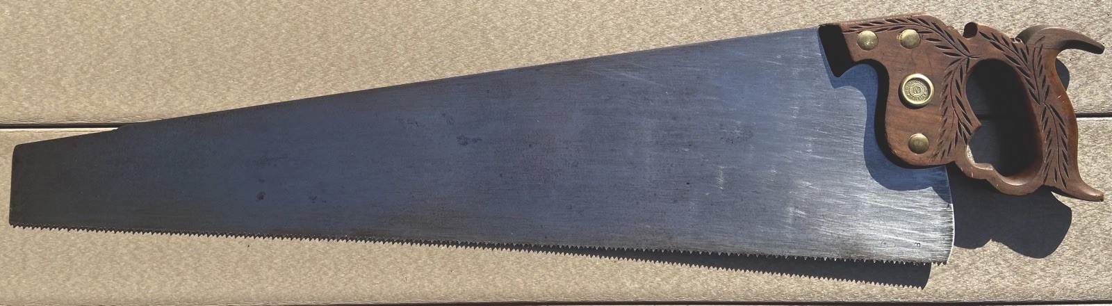 Antique / Collectible Disston No. 12 Handsaw with a blade of London Spring Steel