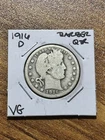 1916 D Barber Silver Quarter VG Very Good Condition U.S. 25c Coin (Raw13720)