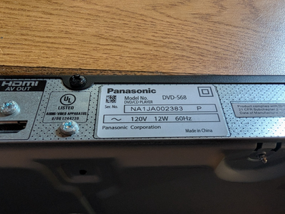Panasonic Model DVD-S68 DVD CD HDMI Player Black 0568 | eBay