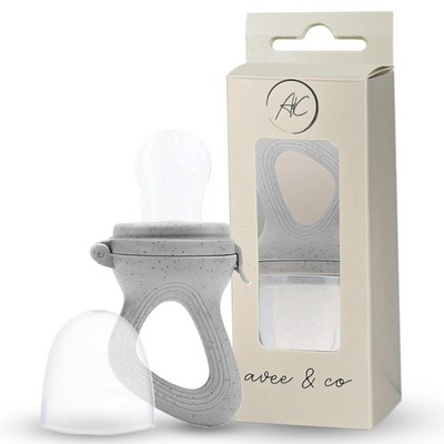 Avee & Co Silicone Teething Pacifier and Fresh Fruit Feeder, Baby Grey 