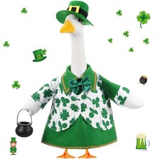 St Patrick's Day Shamrock Goose Outfit Lawn Porch Goose Clothes for 23" St Pa...