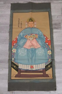 Chinesische Kaiserin 102x50 cm Ölgemälde signiert China um 1900 (IJ024)