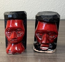 Hand Carved Wood Totem Statue Tiki Sculptures Red Black Art Decor Jamaica