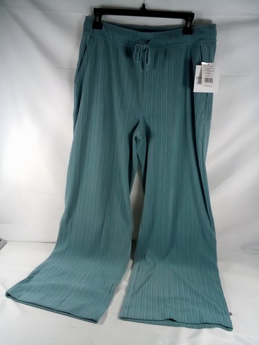 Beyond Yoga Women's Ribbed Wide-Leg Drawstring Pants, Teal, Size L
