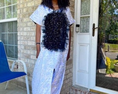 African Unique Damask Brocade with Sequin/Aso-Oke Boubou/Maxi Dress