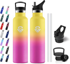 Borraccia Termica 750Ml, Borraccia Con Cannuccia, Isolamento Sottovuoto a Doppia