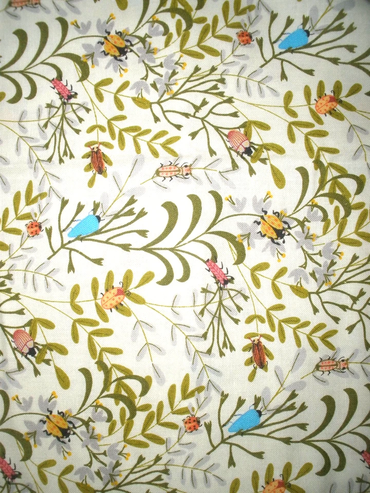 #426 Joanns Exclusivo Tela Insectos Crema Primavera Azul Amarillo 1 yarda 36" x 44 Foto 4 de 4