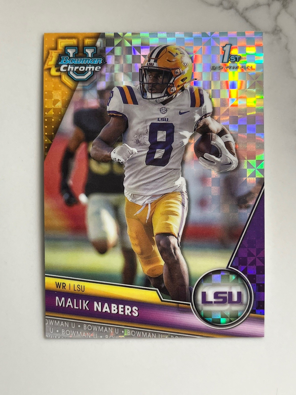 2023 Bowman Chrome University U XFractor Refractor #74 Malik Nabers LSU Giants