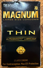 TROJAN Magnum Thin Condoms Large Size Lubricated 12 Count EXP 01/11/26 BRAND NEW