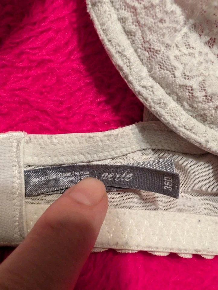 Aerie by American Eagle Unlined Plunge Bra 36D Ivory Lace Underwire Adjustable - Image 4 of 4