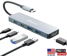 USB Type C Hub 5 in 1 USB C to 4K@60HZ HDMI Multiport Adapter, 5Gbps 100W PD US