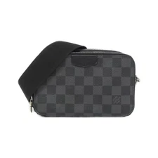 Authentic LOUIS VUITTON Damier Graphite Alpha Wearable Wallet N60418 Shoulder...