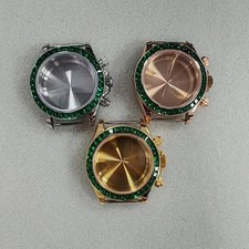 40MM Steel Watch Case Colorful Rhinestone Bezel for VK63 Quartz Movement