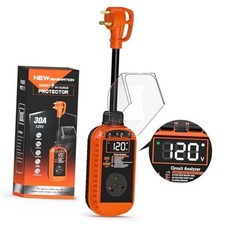 Smart RV Surge Protector 30 Amp with Auto Shutoff Reset, 10,000J 30 Orange