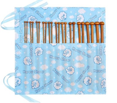 Bamboo Knitting Needles Set 9¾'' 22 Pcs+bag, Brown 