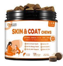 NATURE TARGET Omega 3 Fish Oil for Dogs, Salmon Skin and Coat 120 Chews