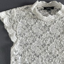 Ambiance Lace Bodysuit Day/Night White Sleeveless Size M