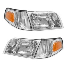 Headlight Assembly Compatible with Chrome Housing Amber Reflector Clear Lens