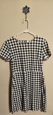 Old Navy size medium M dress casual black and white checkered print short sleeve