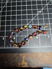 Vtg Millefiori Murano Multi Color Art Glass Bead Bracelet italy