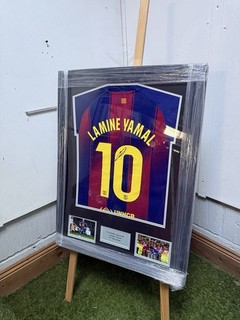 Framed LAMINE YAMAL Signed Shirt Autographed Jersey With COA
