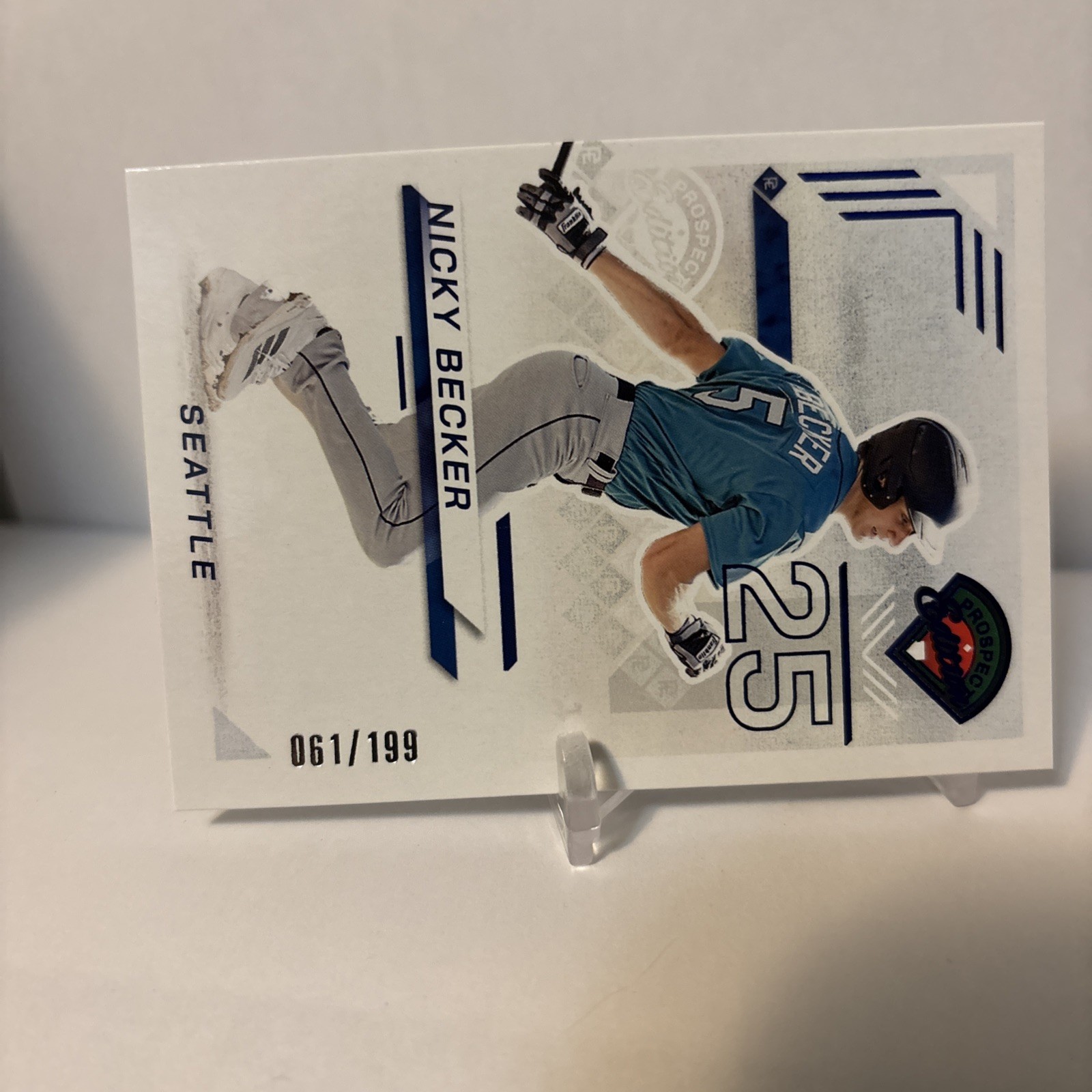 Nicky Becker 2025 Panini Prospect Edition #51 Blue #’d 61/199 Mariners RC view 2
