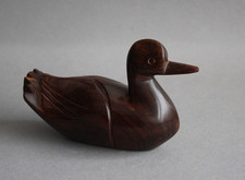 Kleine Holz Figur Ente aus Eisenholz vintage guter Zustand braun gemasert 14x5x8