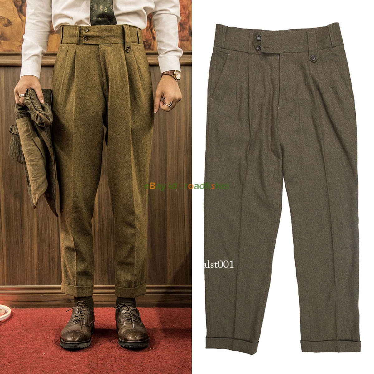 Retro Military Wool Pants Men's Gurkha Pants Casual Straight