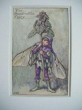 Vintage Flower Fairies Print & Mount Deadnettle Fairy Cicely Barker c1930's 