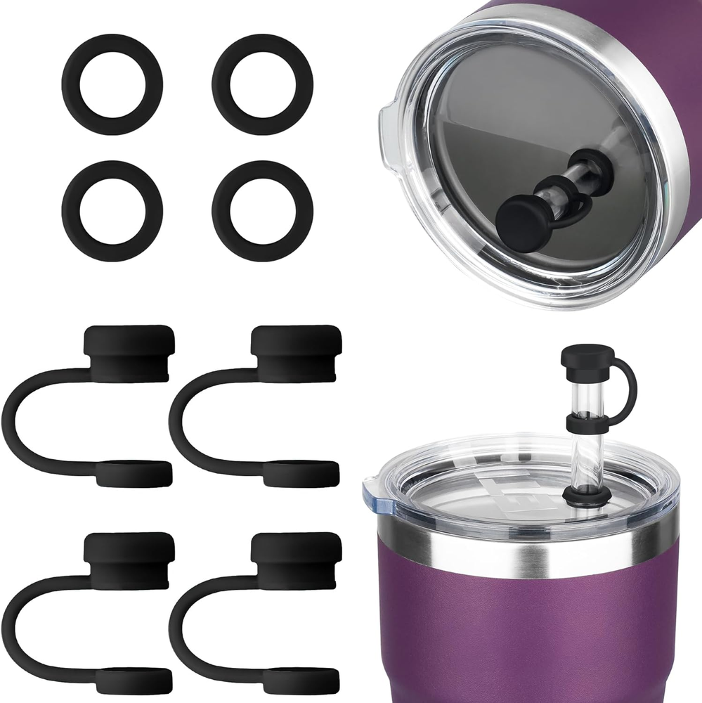 Silicone Spill Stopper Set for YETI Tumbler, Mug Tumbler Accessories Including 4