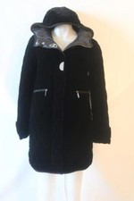Womens Pinko Black Quilted Full Zip Velour Hooded Puffer Coat Jacket 6 *