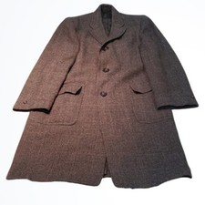 Mt.Rock Cheviot Mens Vintage Wool Long Dress Pea Coat Coat Size 37/38 Chest 45