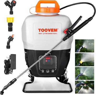 Toovem Backpack Sprayer 4 Gallon Battery Powered Garden Sprayer, Electric