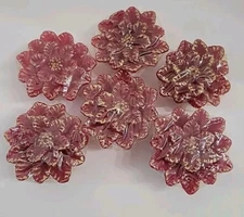 Floating Poinsettia Candles Lot of 6 Red & Gold Holiday Wedding Vintage 