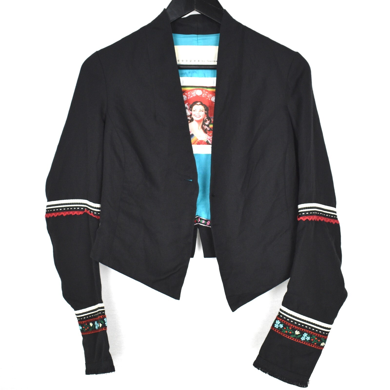 Trelise Cooper Cropped Tailored Floral Trim Jacket Si… Gem