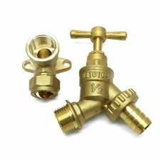 1/2" Outside Garden Brass Tap & Wall Plate Elbow Adaptor Pipe Bib Hose *CHEAP*