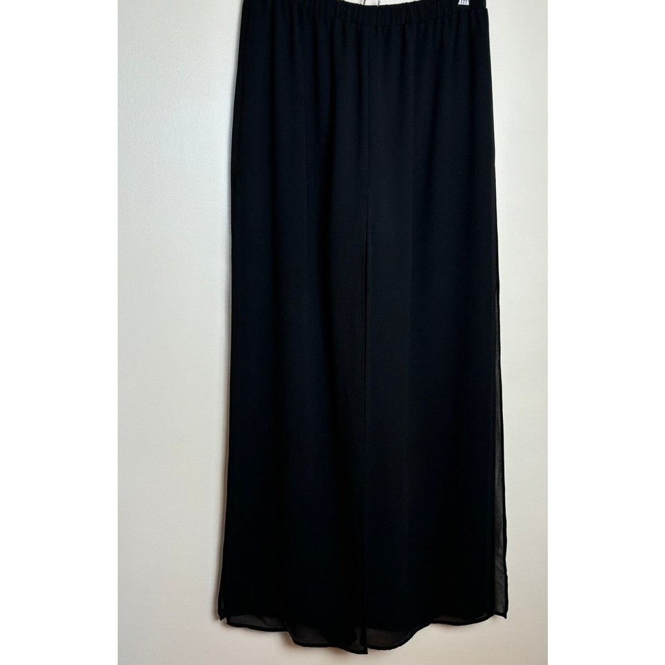 Black Chiffon Palazzo Pants Ronni Nicole Size XL Elastic Waist High