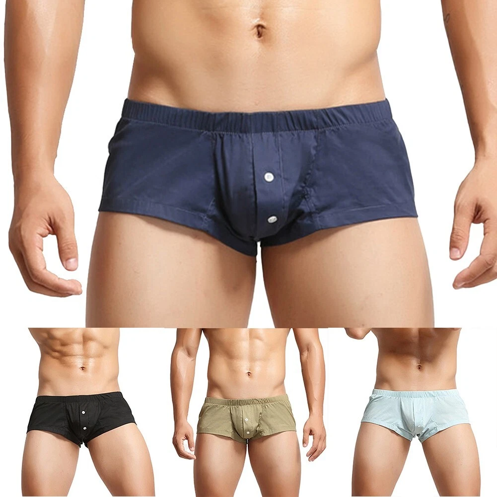 2 Pairs Mens Underwear Underpants Boxers Shorts Briefs Trunks Button Low  Rise