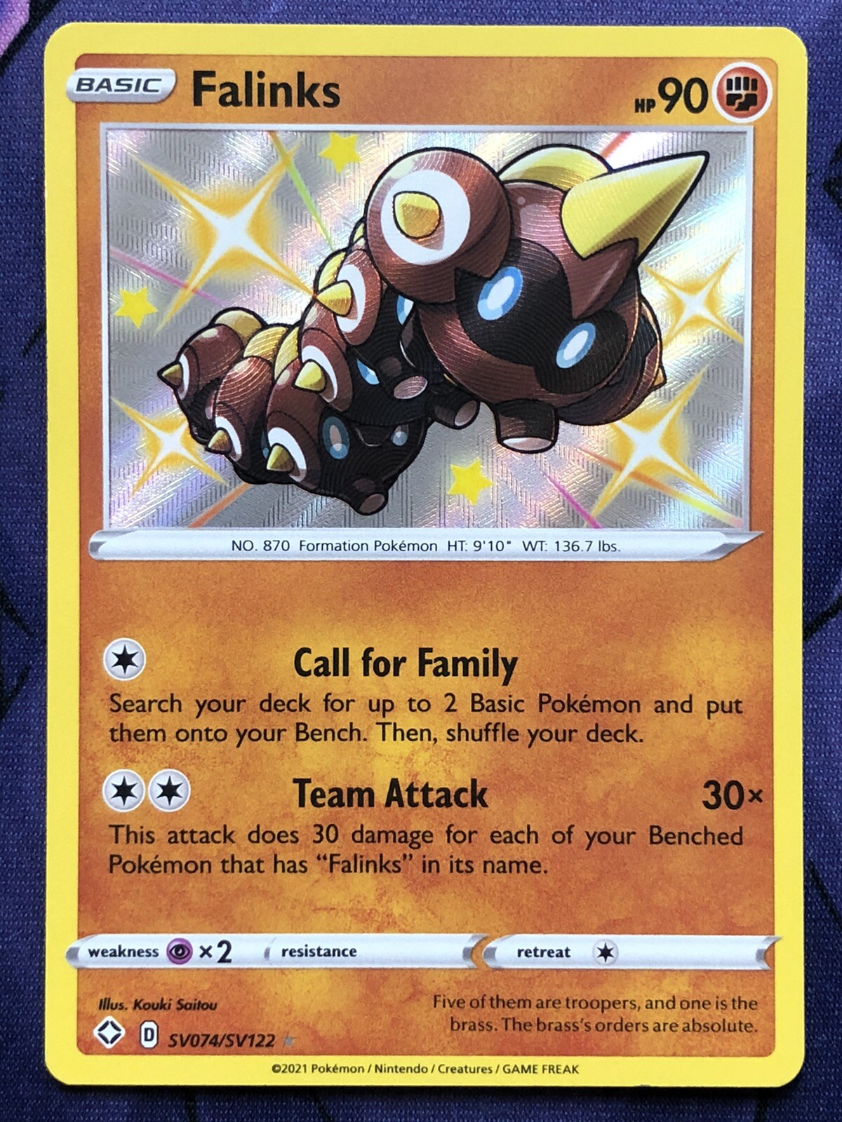 Falinks SV074/SV122 Shining Fates - Shiny Holo Rare Pokémon — NM MINT PACK FRESH