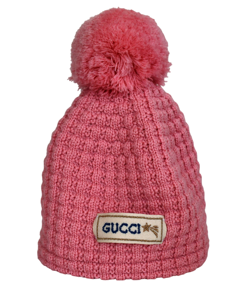 🆕️ GUCCI KIDS 100% WOOL KNIT CHILDREN'S POMPOM BEANIE Hat Size S