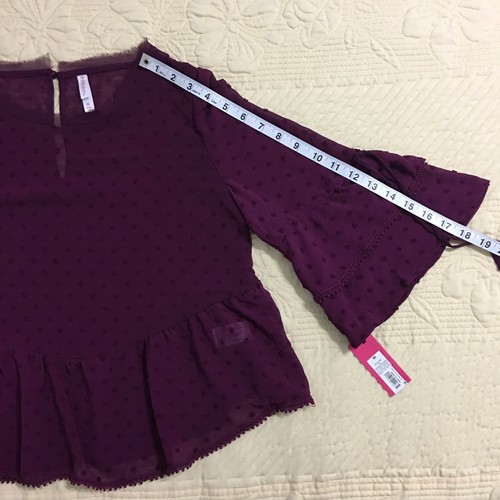 Xhilaration Damen Medium 3/4-Ärmel Auberginenbluse neu mit Etikett #172 - Bild 4 von 7