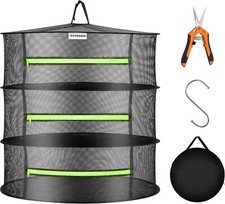 VIVOSUN 3-Layer Hanging Herb Mesh Rack Foldable Drying Net with Zippers