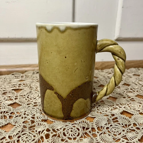 Vintage Studio Pottery Ceramic Glazed Tall Coffee Cup Mug