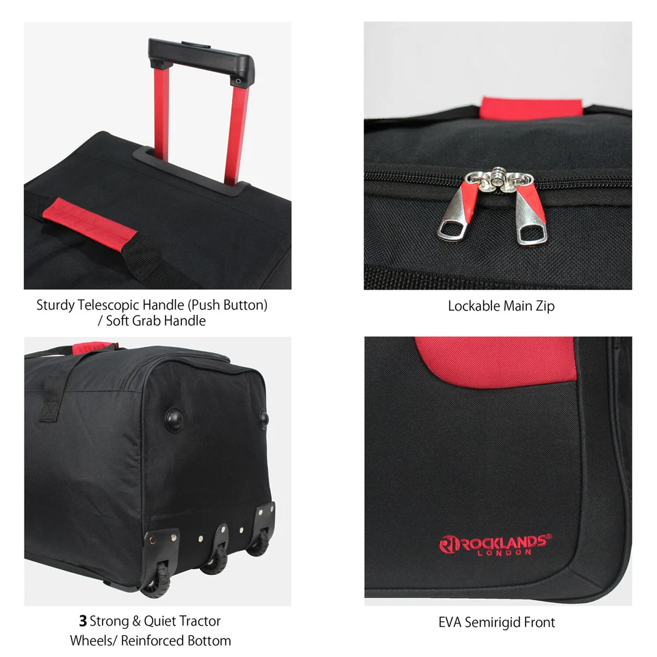 Lightweight Duffle Bag Wheeled Holdall Luggage Trolley Cargo Travel Bag - RL501 - Image 3 of 4